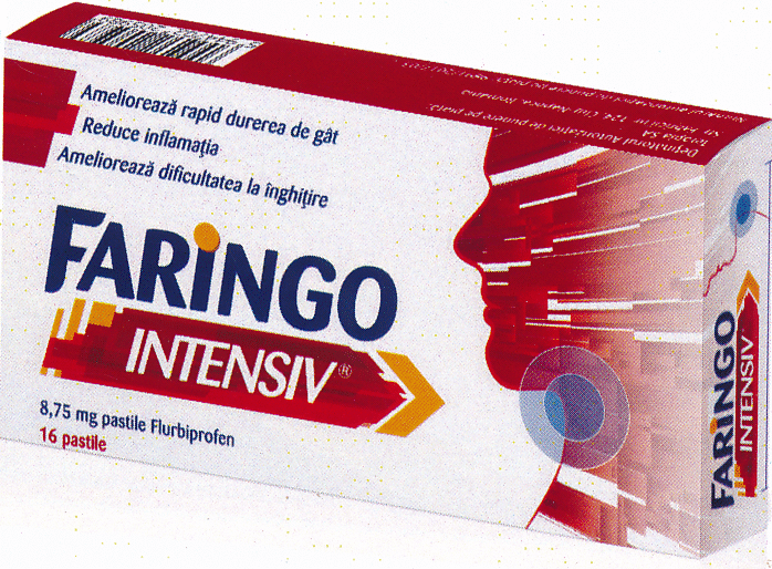 FARINGO INTENSIV Ameliorează rapid durerea de gât Reduce inflamația Ameliorează dificultatea la înghițire
