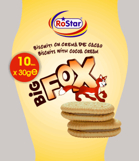 RoStar BIG FOX BISCUIŢI CU CREMĂ DE CACAO BISCUITS WITH COCOA CREAM