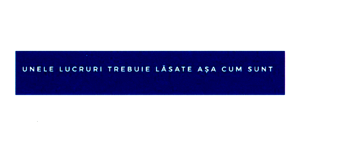UNELE LUCRURI TREBUIE LĂSATE AŞA CUM SUNT