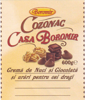 Boromir COZONAC CASA BOROMIR Cremă de Nuci şi Ciocolată şi urări pentru cei dragi