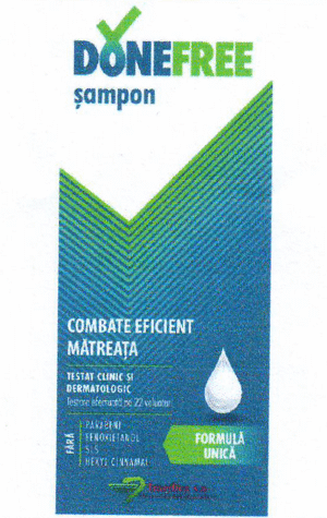 DONEFREE şampon COMBATE EFICIENT MĂTREAŢA TESTAT CLINIC ŞI DERMATOLOGIC FORMULĂ UNICĂ