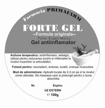 Farmacia PRIMAFARM FORTE GEL -Formula originala- Farm. Eugen Marcu Gel antiinflamator