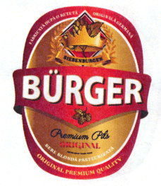 FABRICATĂ DUPA O REȚETĂ ORIGINALĂ GERMANĂ BÜRGER Premium Pils ORIGINAL BERE BLONDĂ PASTEURIZATĂ ORIGINAL PREMIUM QUALITY