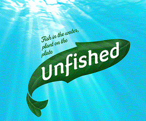 Unfished. Fish in the water, plant on the plate