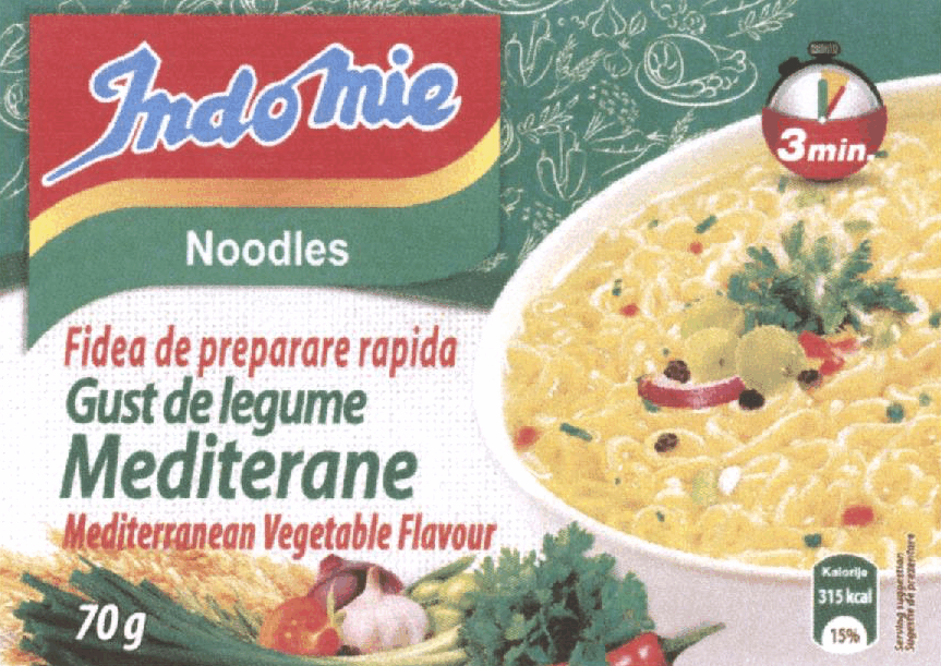 Indomie Noodles Fidea de preparare rapida Gust de legume Mediterane Mediterranean Vegetable Flavour