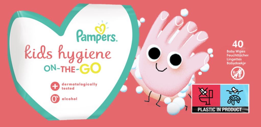 Pampers kids hygiene ON-THE-GO + dermatologically tested 0% alcohol 40 Baby Wipes Feuchttucher Ungettes Bobydoekje PLASTIC IN PRODUCT