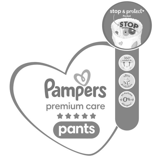 Pampers premium care pants stop & protect Pocket STOP 360° comfort fit ultra protection EU Perfume 0% Allergens