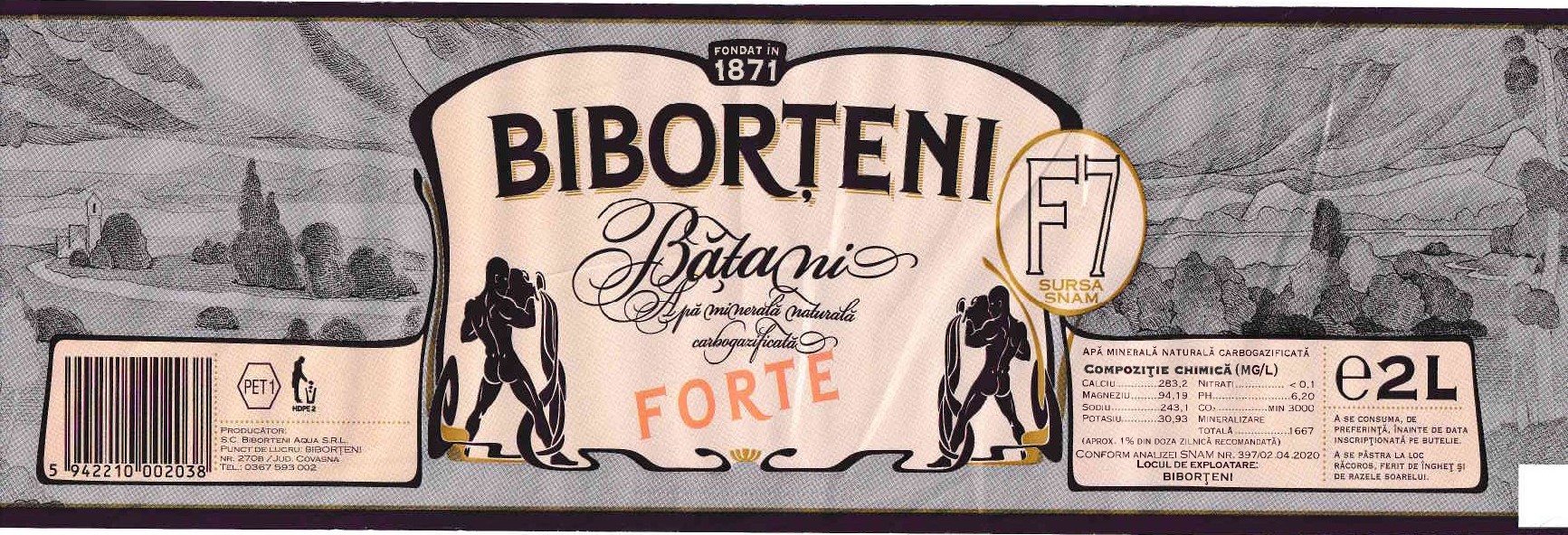 Biborțeni Bățani Apă minerală naturală carbogazificată FORTE
