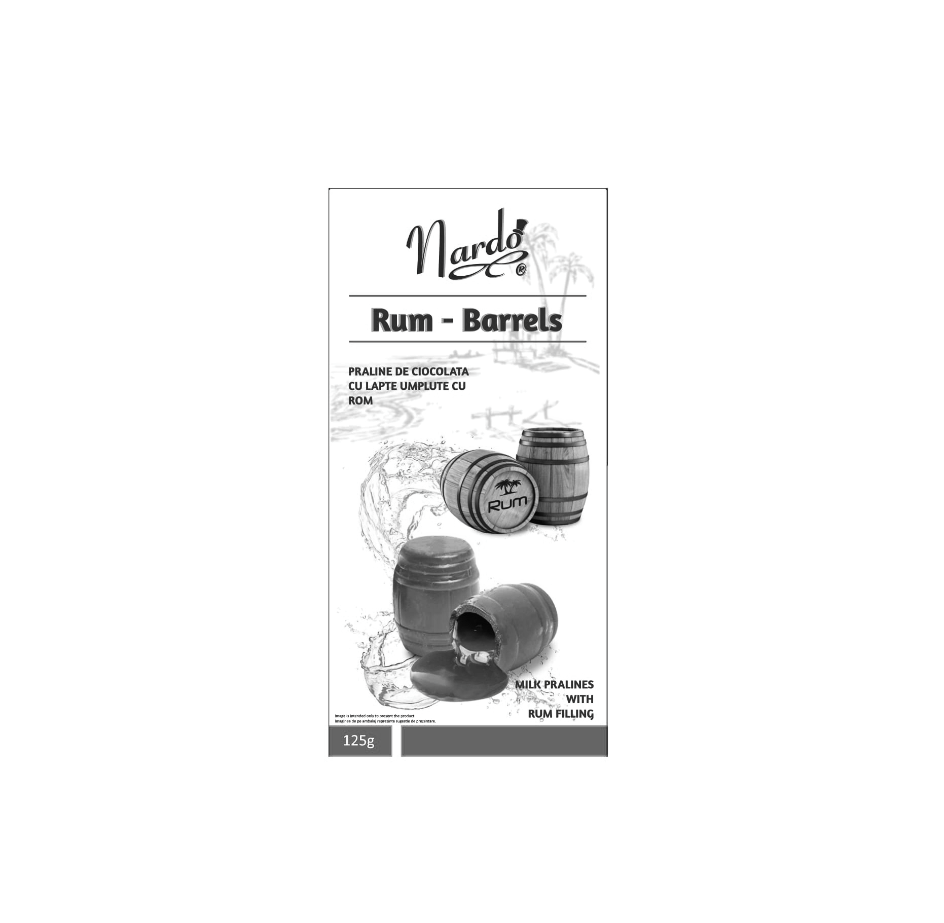 Nardo Rum-Barrels PRALINE DE CIOCOLATA CU LAPTE UMPLUTE CU ROM Rum MILK PRALINES WITH RUM FILLINGS