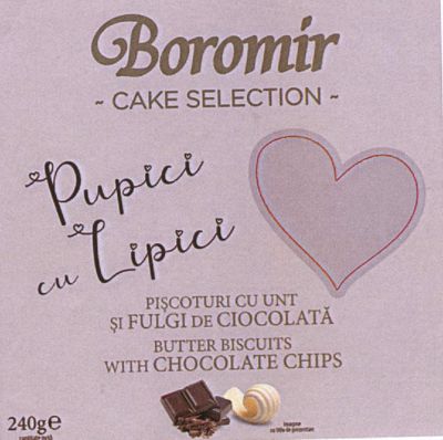 Boromir Pupici cu Lipici CAKE SELECTION PIŞCOTURI CU UNT ŞI FULGI DE CIOCOLATĂ BUTTER BISCUITS WITH CHOCOLATE CHIPS
