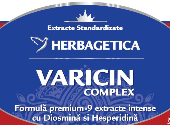 Extracte Standardizate HERBAGETICA VARICIN COMPLEX Formulă premium 9 extracte intense cu Diosmină si Hesperidină