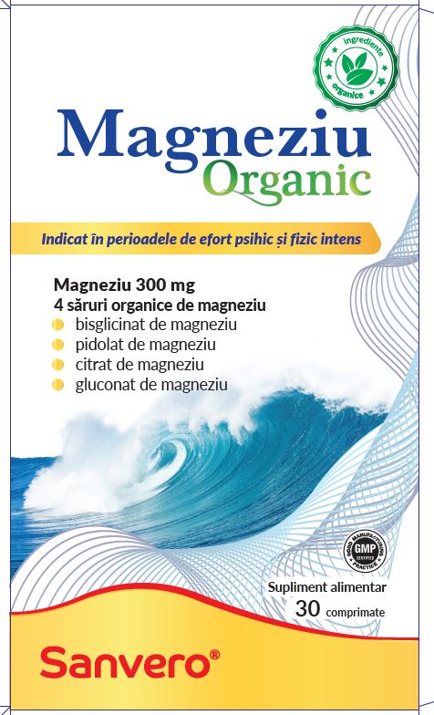 Sanvero Magneziu Organic Indicat în perioadele de efort psihic și fizic intens Supliment alimentar