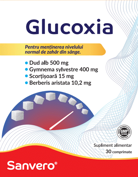 Sanvero Glucoxia Pentru menținerea nivelului normal de zahăr din sânge. Supliment alimentar