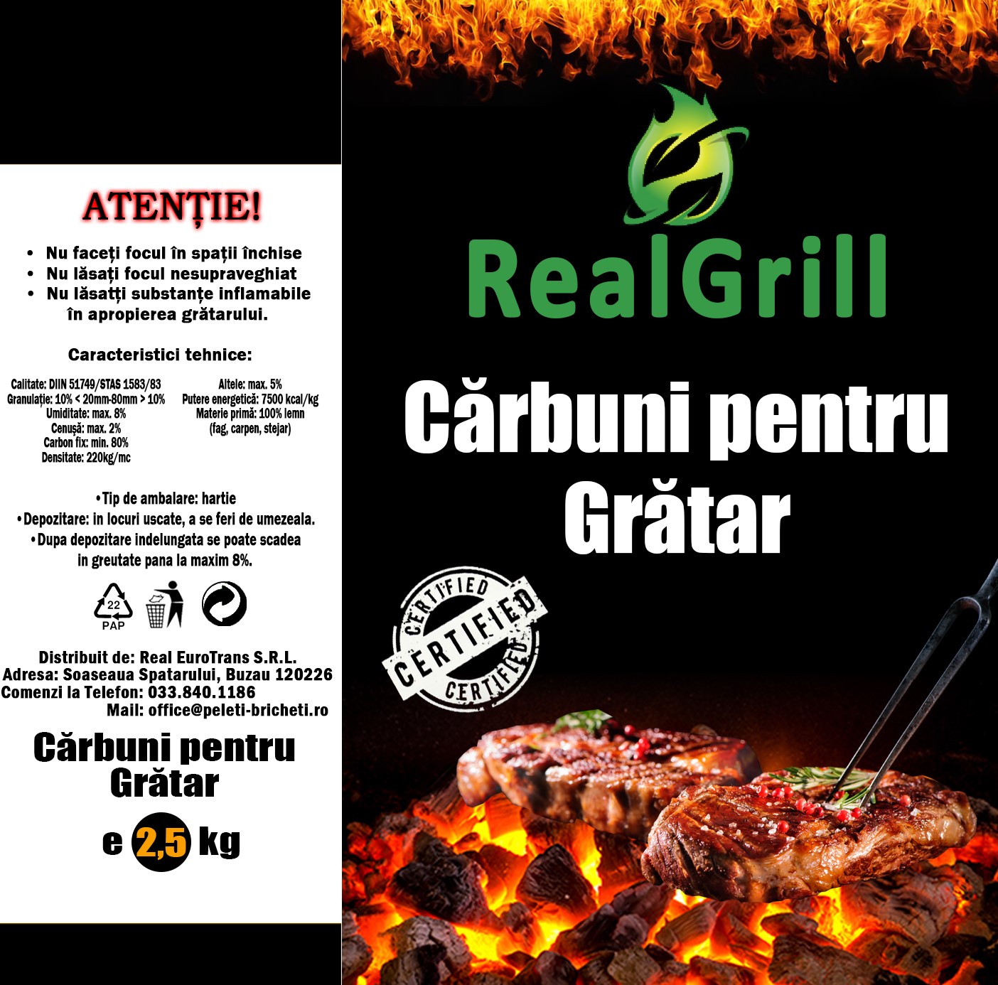 RealGrill Cărbuni pentru Grătar