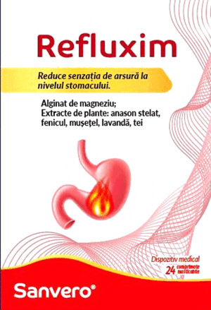 Sanvero Refluxim Reduce senzaţia de arsură la nivelul stomacului Dispozitiv medical