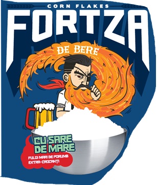 FORTZA DE BERE CORN FLAKES CU SARE DE MARE FULGI MARI DE PORUMB EXTRA-CROCANȚI