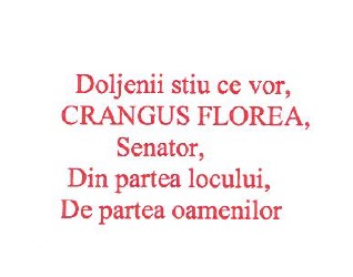 Doljenii stiu ce vor, CRANGUS FLOREA, Senator, Din partea locului, De partea oamenilor