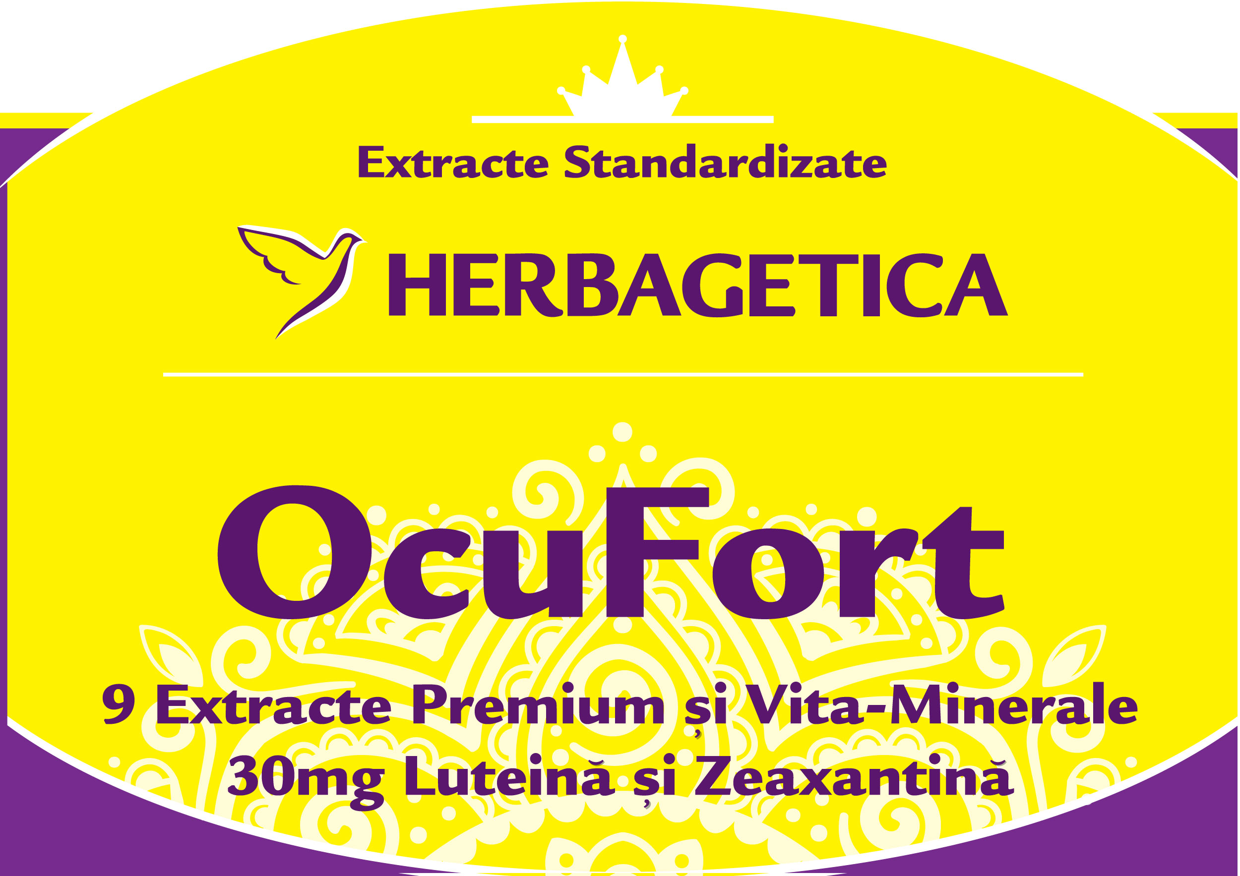 Extracte Standardizate HERBAGETICA OcuFort 9 Extracte Premium și Vita-Minerale 30mg Luteină și Zeaxantină