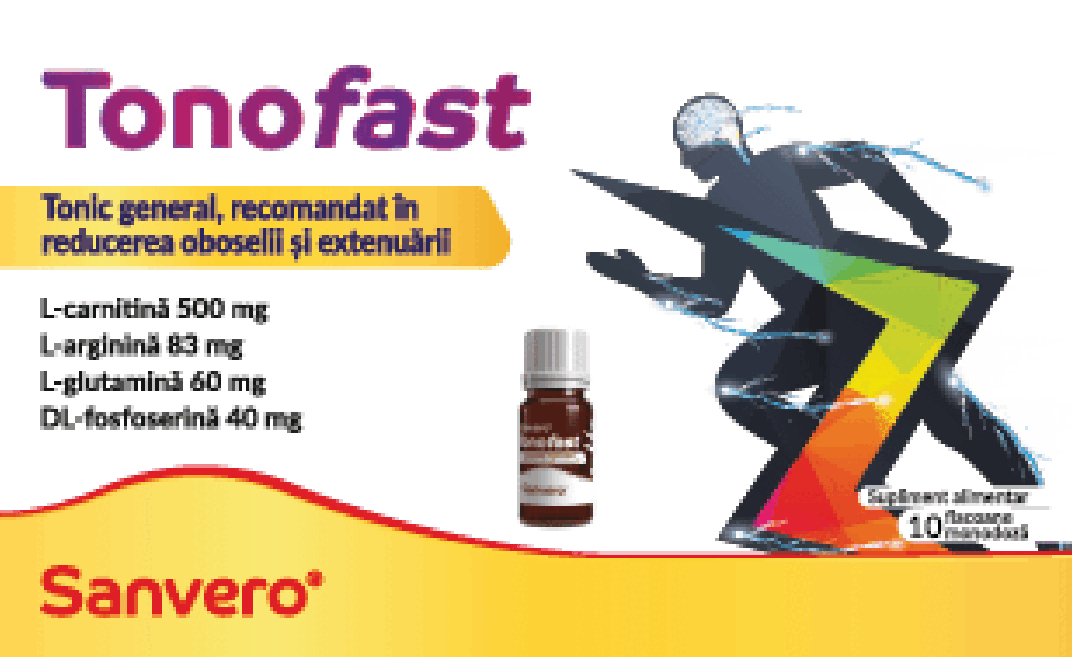 Sanvero Tonofast Tonic general, recomandat în reducerea oboselii şi extenuării