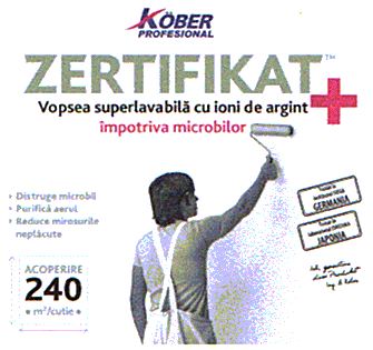 KOBER PROFESIONAL ZERTIFIKAT + Vopsea superlavabilă cu ioni de argint împotriva microbilor