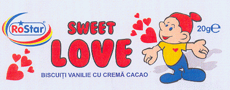 ROSTAR SWEET LOVE BISCUIŢI VANILIE CU CREMĂ CACAO