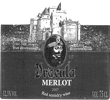 SIN OF Dracula MERLOT 2007 Red semidry wine