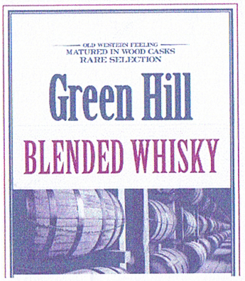 Green Hill BLENDED WHISKY OLD WESTERN FEELING MATURED IN WOOD CASKS RARE SELECTION