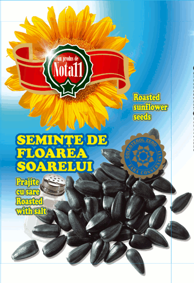 un produs de Nota11 SEMINŢE DE FLOAREA SOARELUI Prajite cu sare Roasted with salt Roasted sunflower seeds
