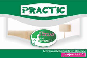 PRACTIC Dai 1 STRAT şi ai terminat! Vopsea lavabilă pentru interior, albă, mată profesională