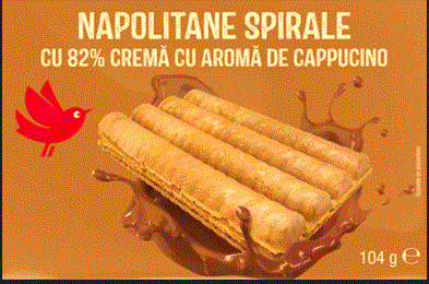 NAPOLITANE SPIRALE CU 82% CREMĂ CU AROMĂ DE CAPPUCINO