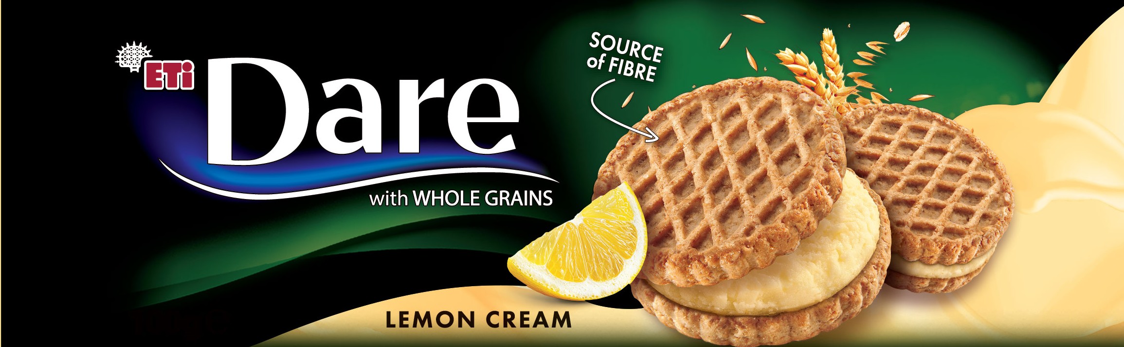 ETi Dare with WHOLE GRAINS LEMON CREAM SOURCE of FIBRE